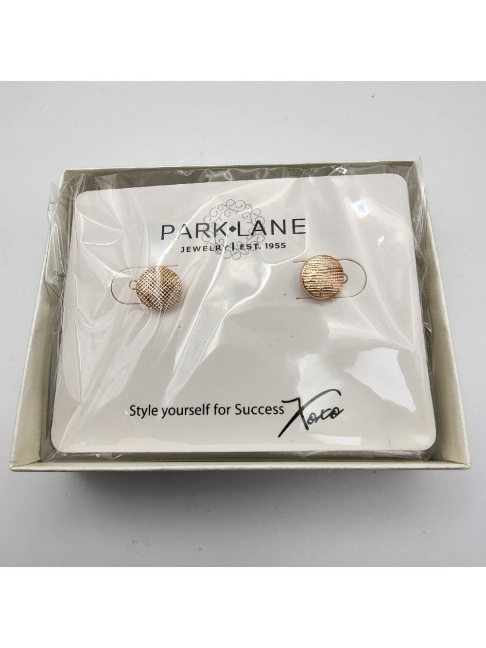 Park Lane Dottie Stud Earrings In Original Box Gold-Tone Textured Design